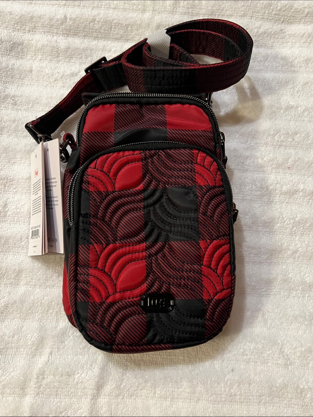 lug Red and Black Quilted Checker Crossbody Bag